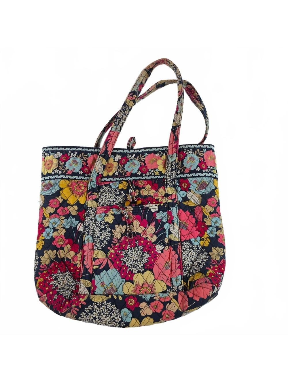 Vera Bradley Floral Quilted Tote Bag Women's Colorful Cotton Shoulder Bag